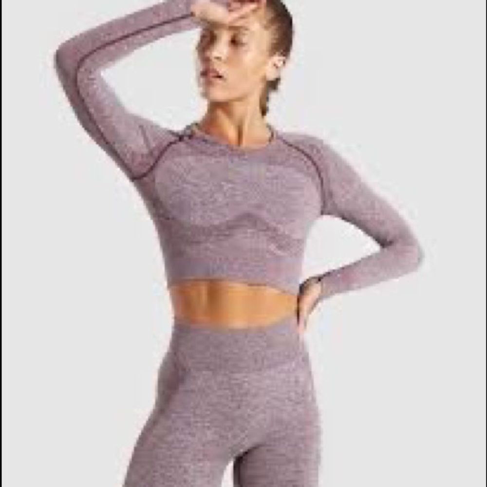 Gymshark Flex Sports Long Sleeve Crop Top - Berry/Rose
